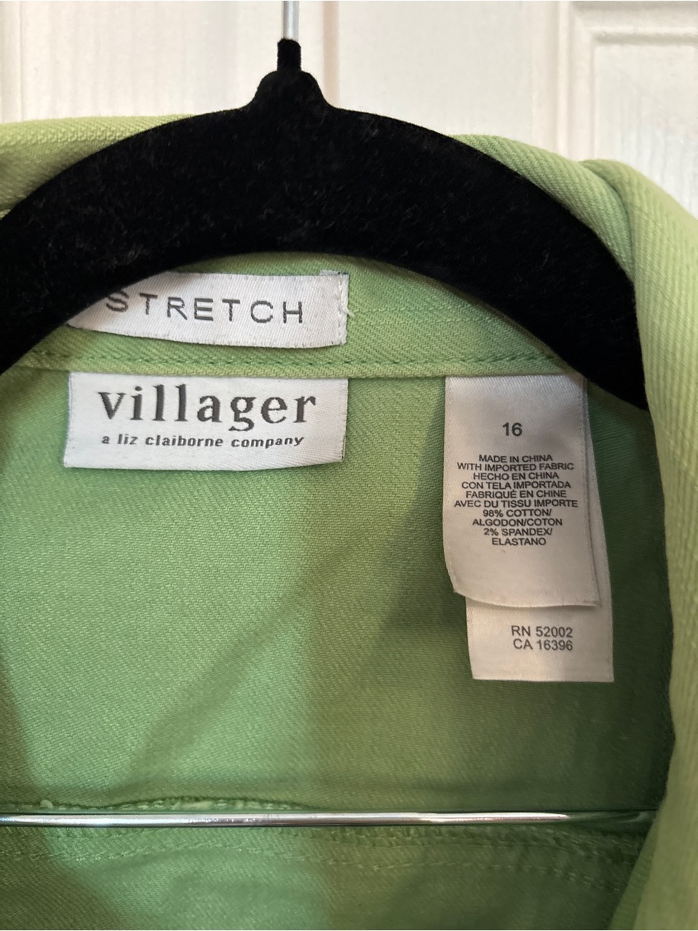 Villager by Liz Claiborne Bright Green Denim Cotton Blend Button Down Jacket - Picture 2 of 4